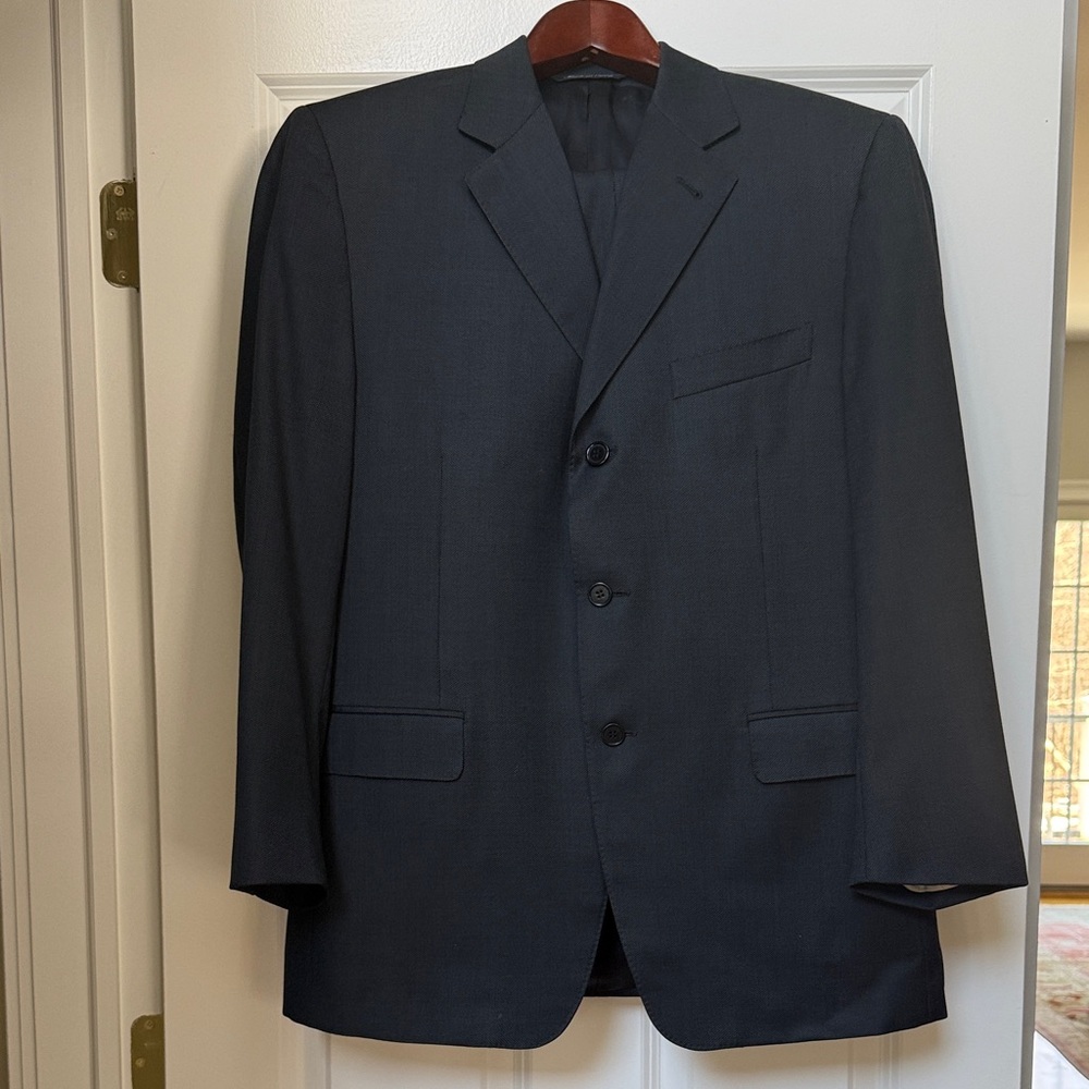 Canali Dark Blue Three-Button Single-Breasted Sui… - image 1